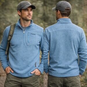 Sage Polartec Power Dry 1/4 Zip Pullover Mens Large Blue Fleece Fishing Sweater